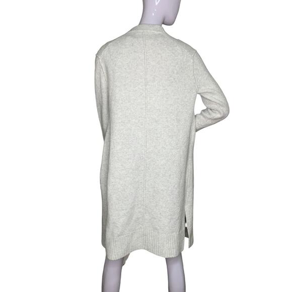 Calvin Klein Long Cardigan Knit Front Pockets Size M Heathered Beige/Gray - Picture 7 of 13